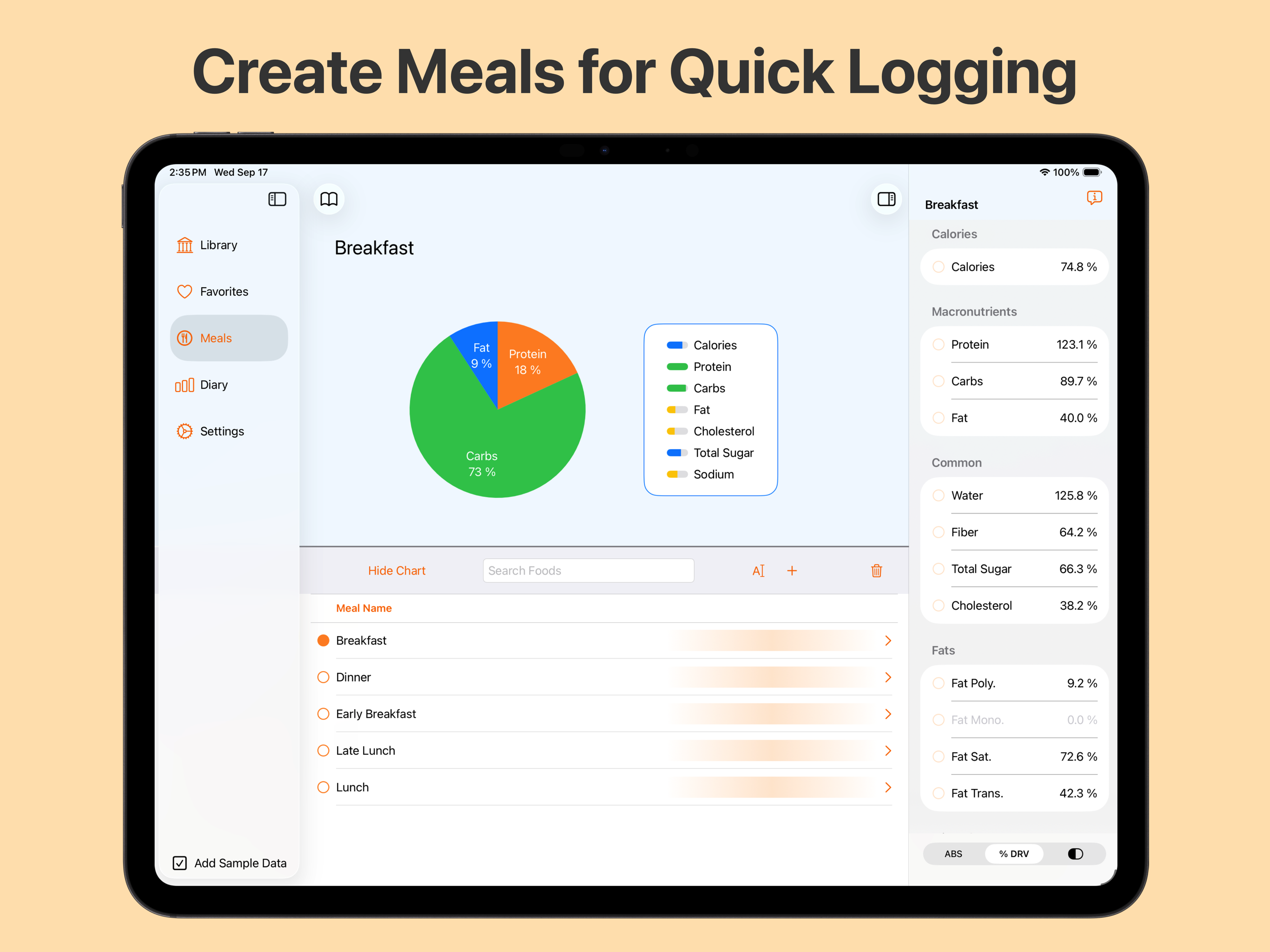 Create Meals for Quick Logging